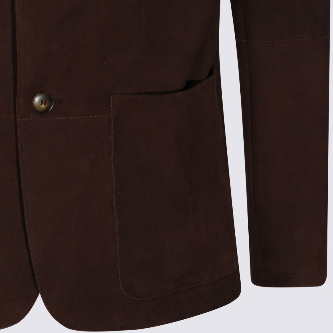 Canali Rich Dark Brown Suede Jacket With Tailored Fit