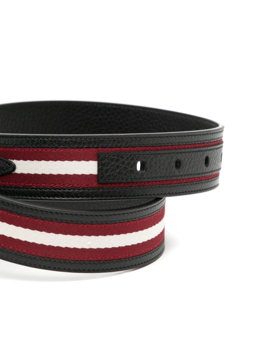 Bally Black Logo Detail Belt With Polished Finish
