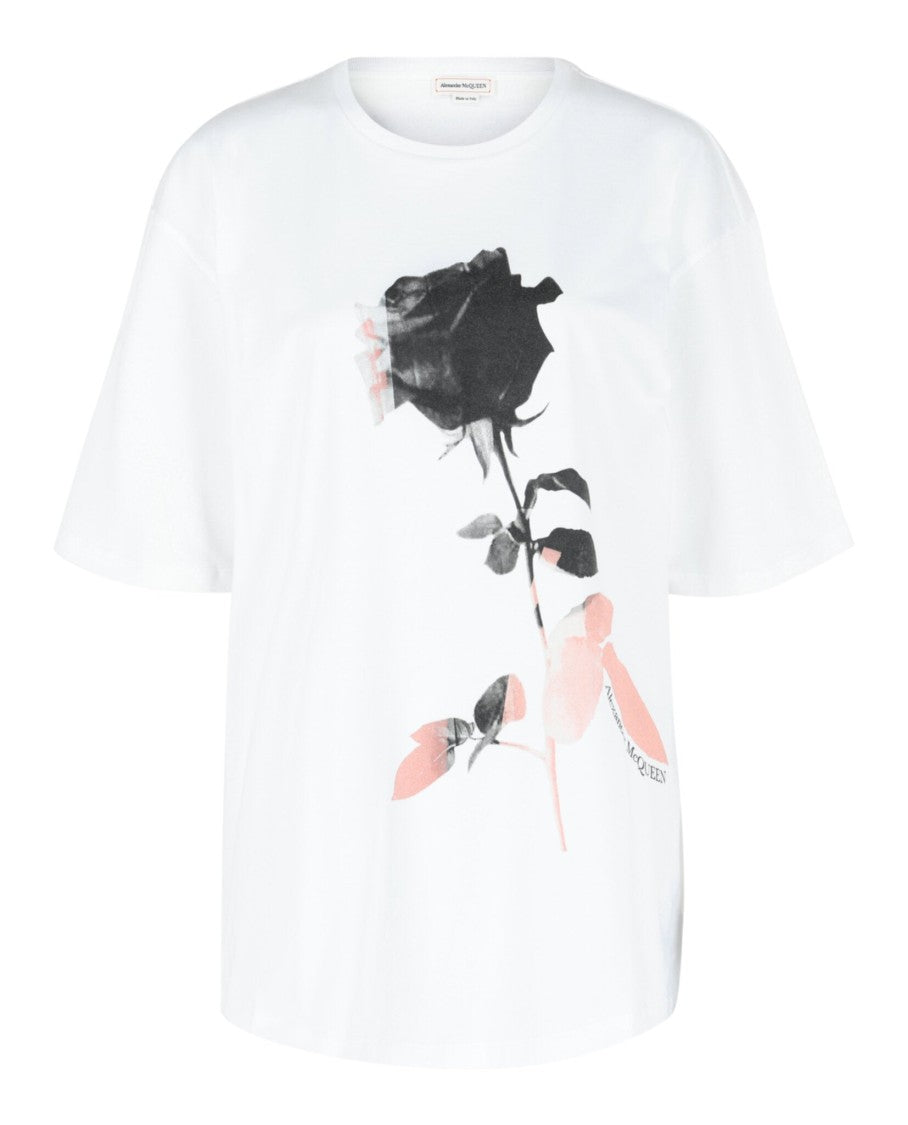 Alexander Mcqueen Rose Print Graphic T-Shirt
