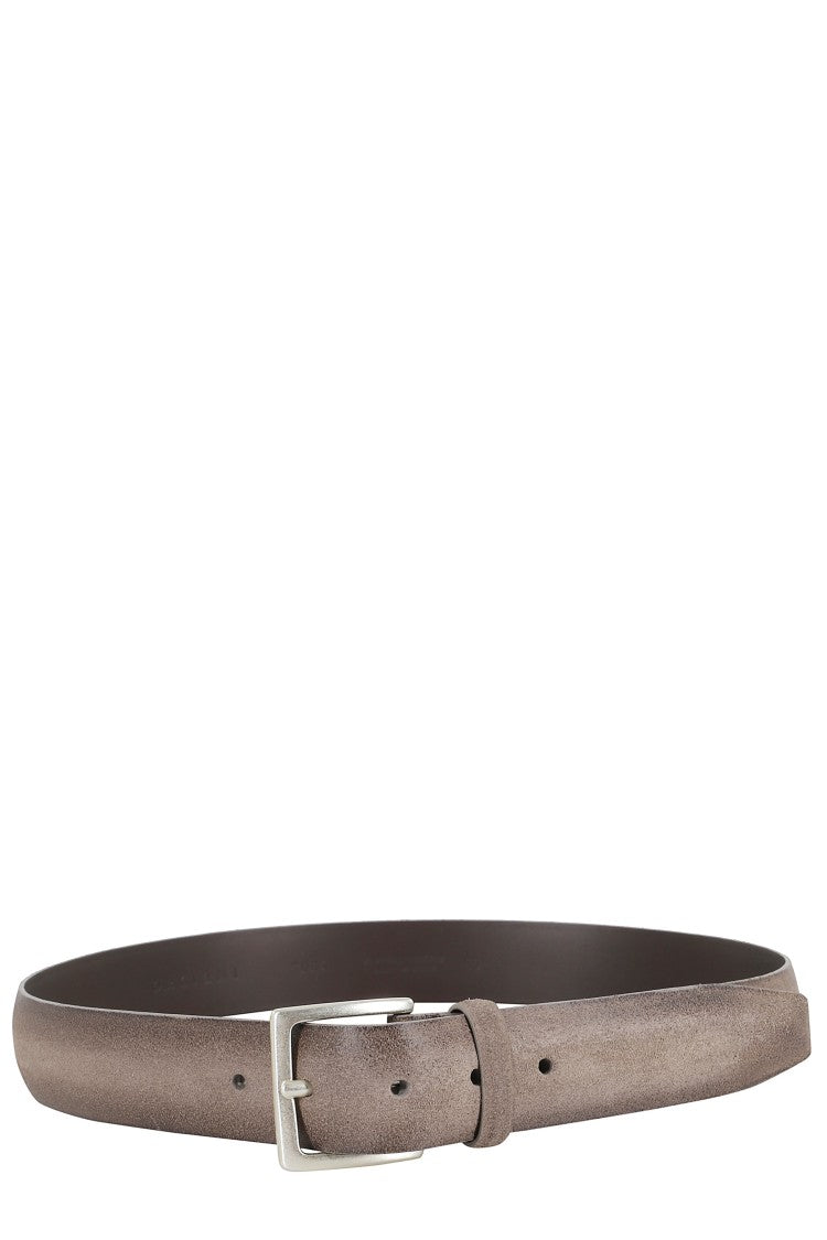 Orciani Cloudy Suede Belt With Classic Silver Buckle