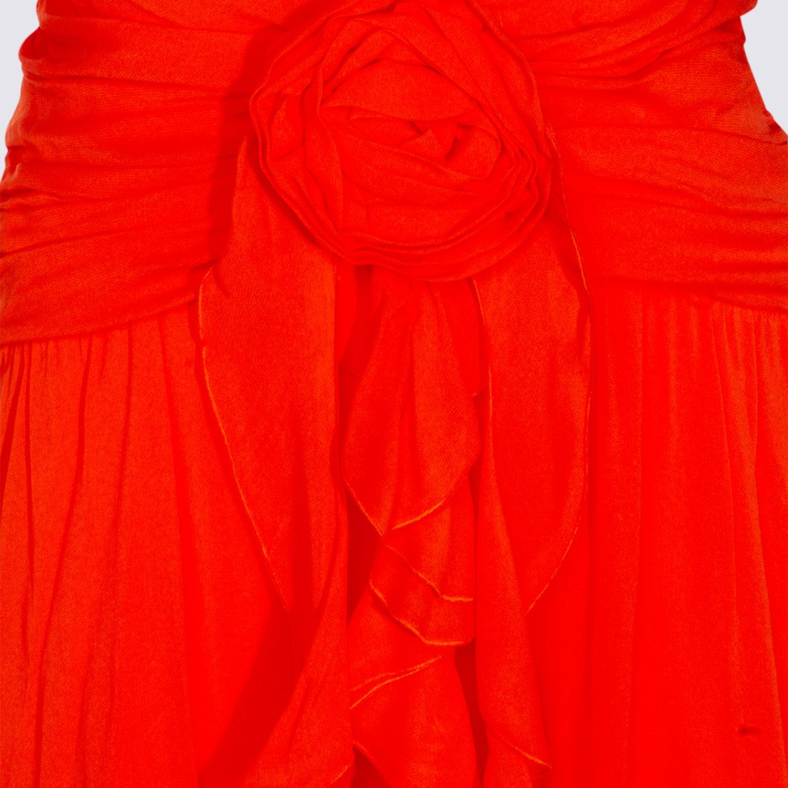 Blumarine Draped Orange Viscose Maxi Dress