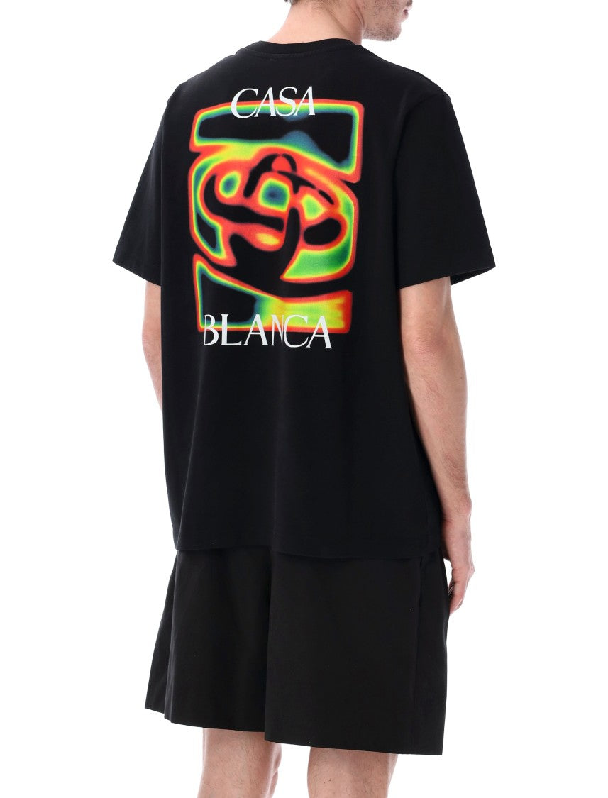Casablanca White Heat Map Logo Black T-Shirt