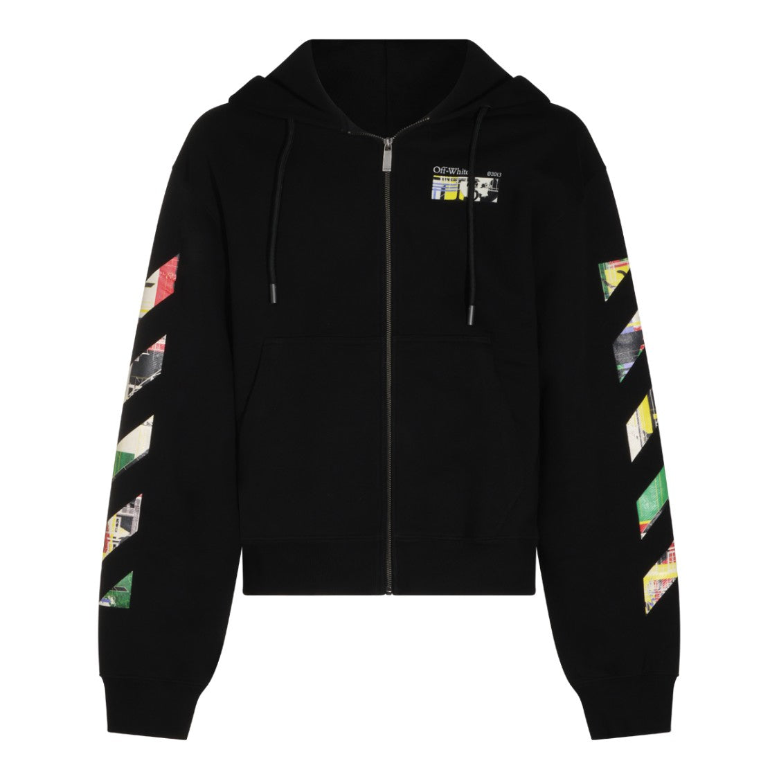 Off-White Black Cotton Arrows Printed Hoodie