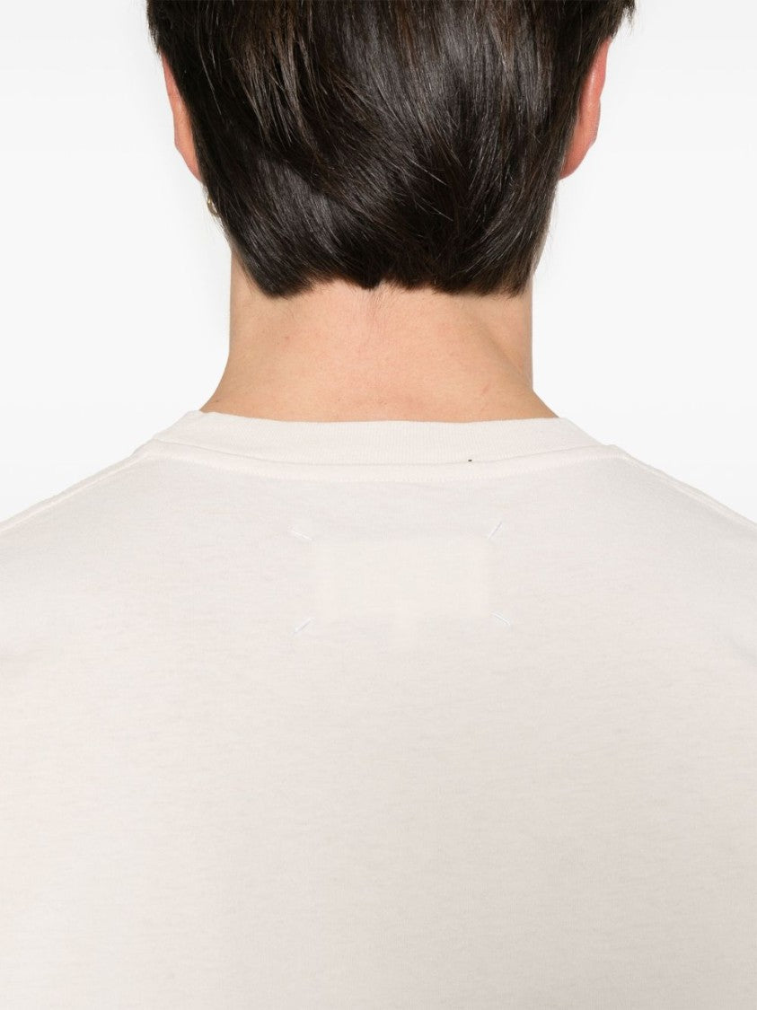 Maison Margiela Neutral-Hued T-Shirt Set With Distinctive Stitch Logo