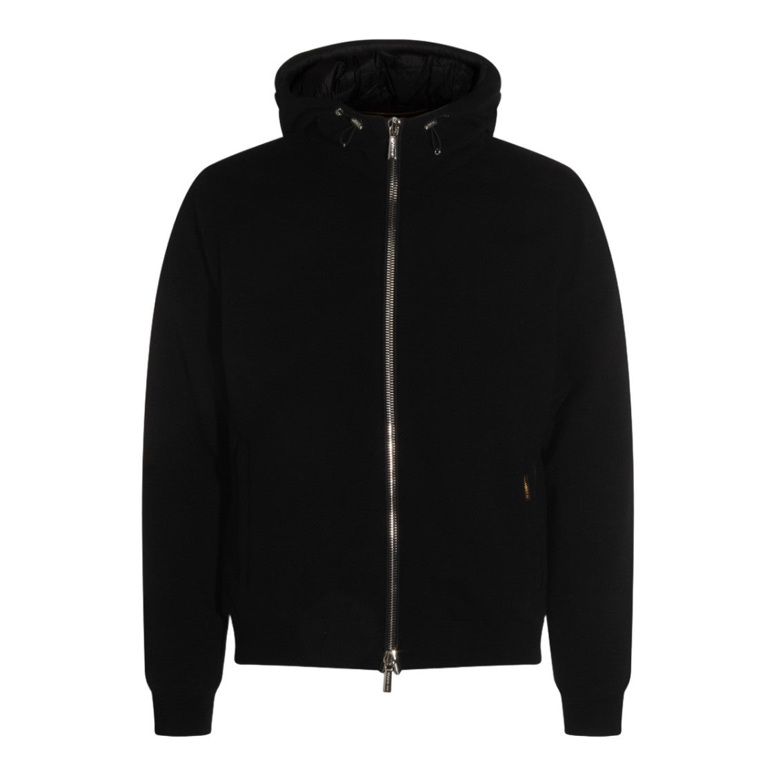 Moorer Hooded Black Jacket With Silver Zipper