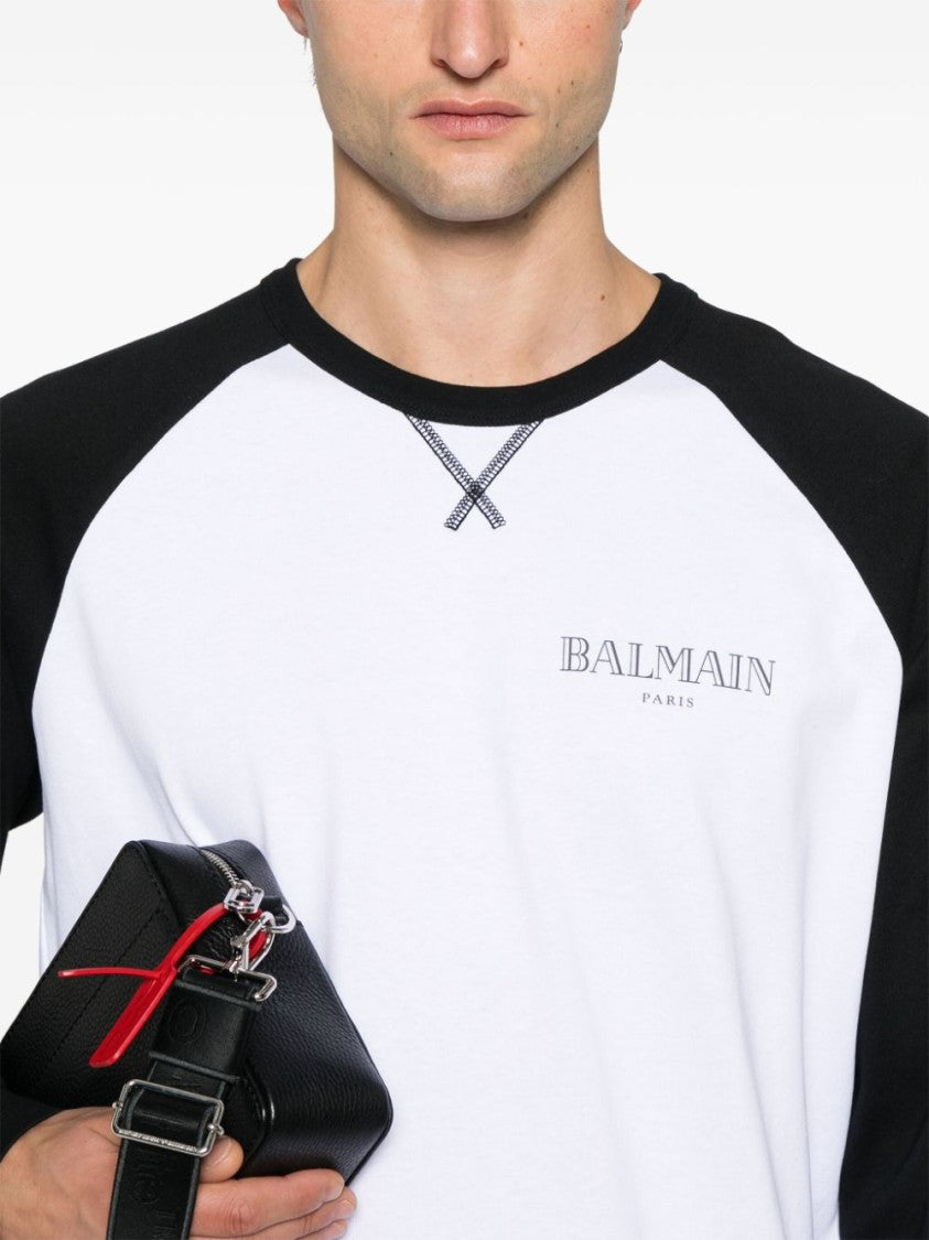 Balmain Black Raglan Sleeve T-Shirt