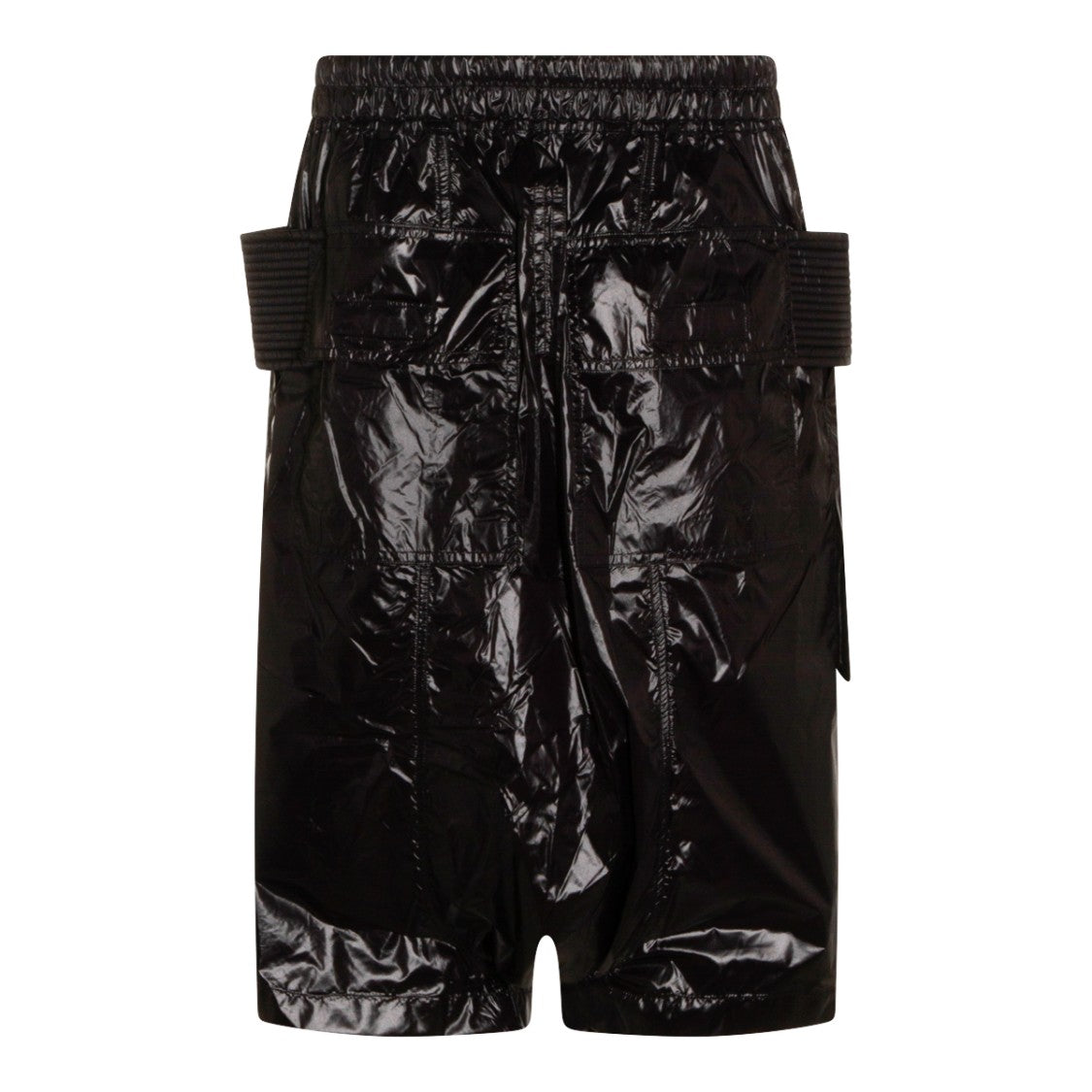 Drkshdw By Rick Owens Glossy Crinkled Texture Shorts With Ribbed Pockets
