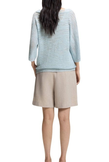 Boss Relaxed Knit Top With Crew Neckline And 3/4-Length Sleeves