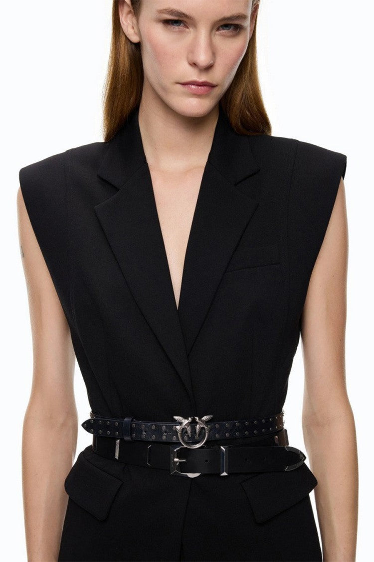 Pinko Black Viscose-Blend Sleeveless Blazer