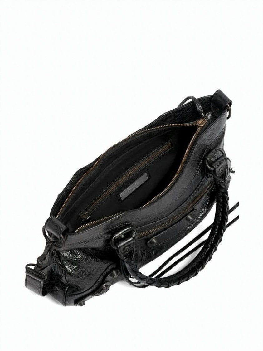 Balenciaga Textured Lambskin Leather Shoulder Bag With Edgy Accents