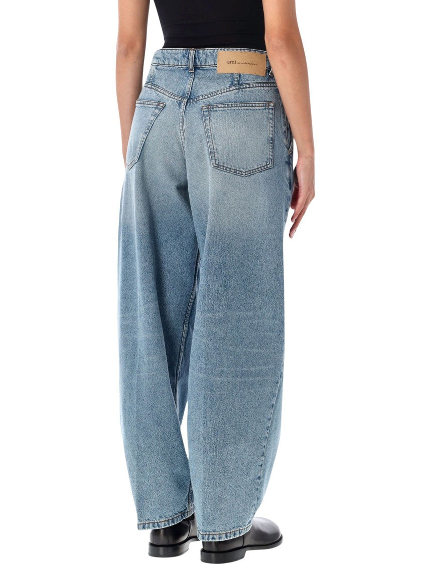 Ami Paris Balloon Cut Jeans With Five-Pocket Design And Silver Accents