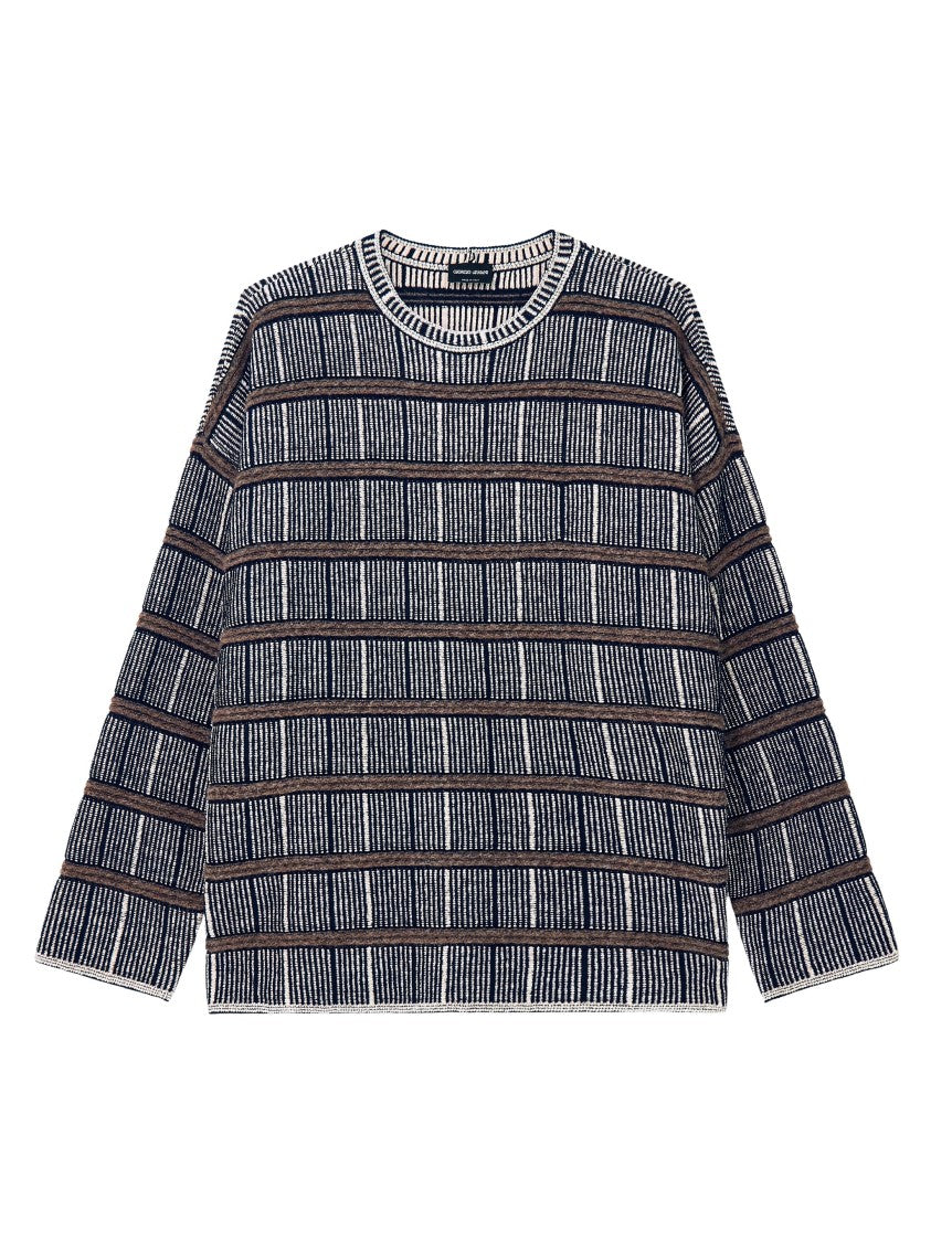 Giorgio Armani Striped Crewneck Knit Sweater
