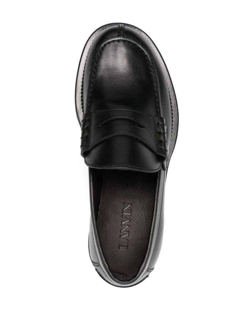 Lanvin Penny-Slot Leather Loafers
