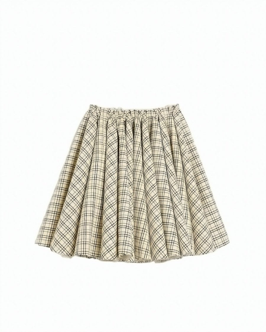 Ami Paris Plaid Midi Skirt With Gathered Silhouette