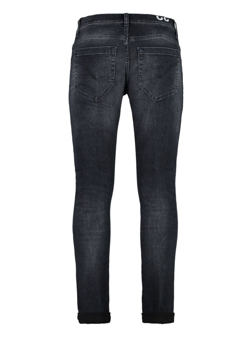 Dondup Dark-Washed Black Denim Jeans With Tapered Fit