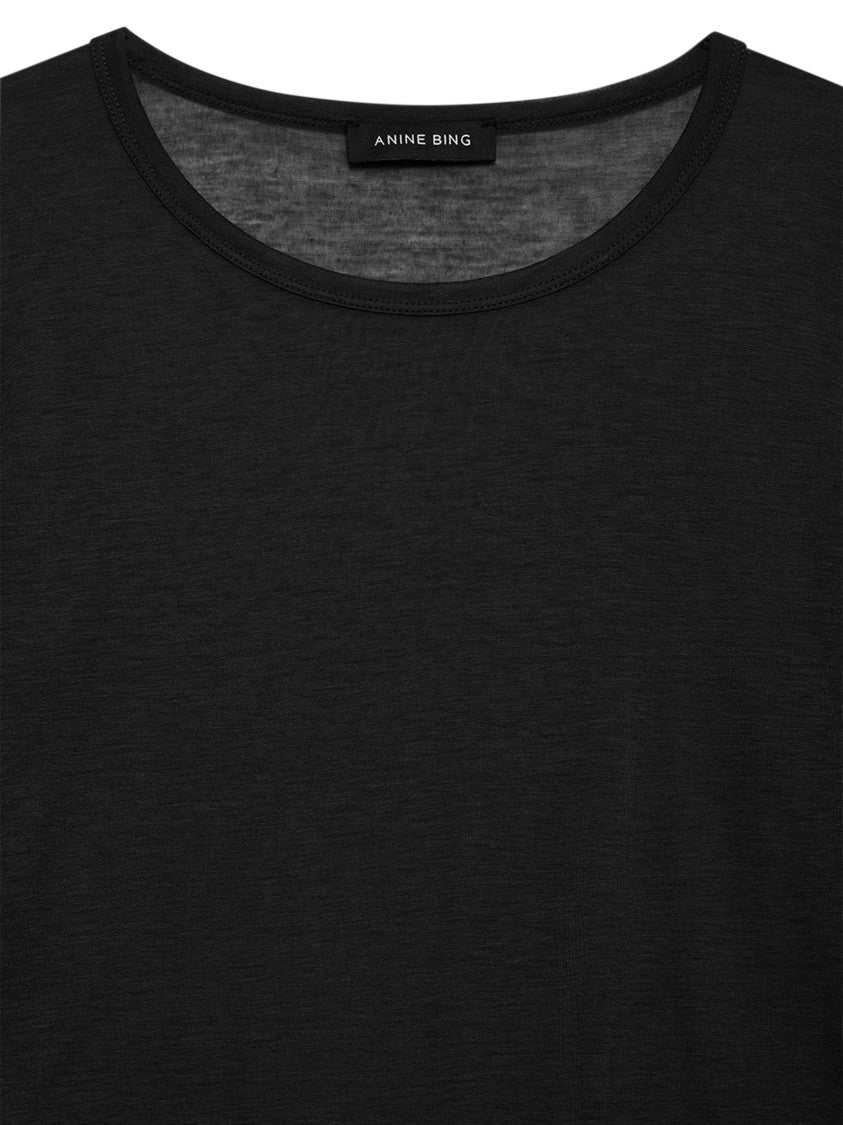 Anine Bing Long-Sleeve Tee With Round Neckline And Cropped Length