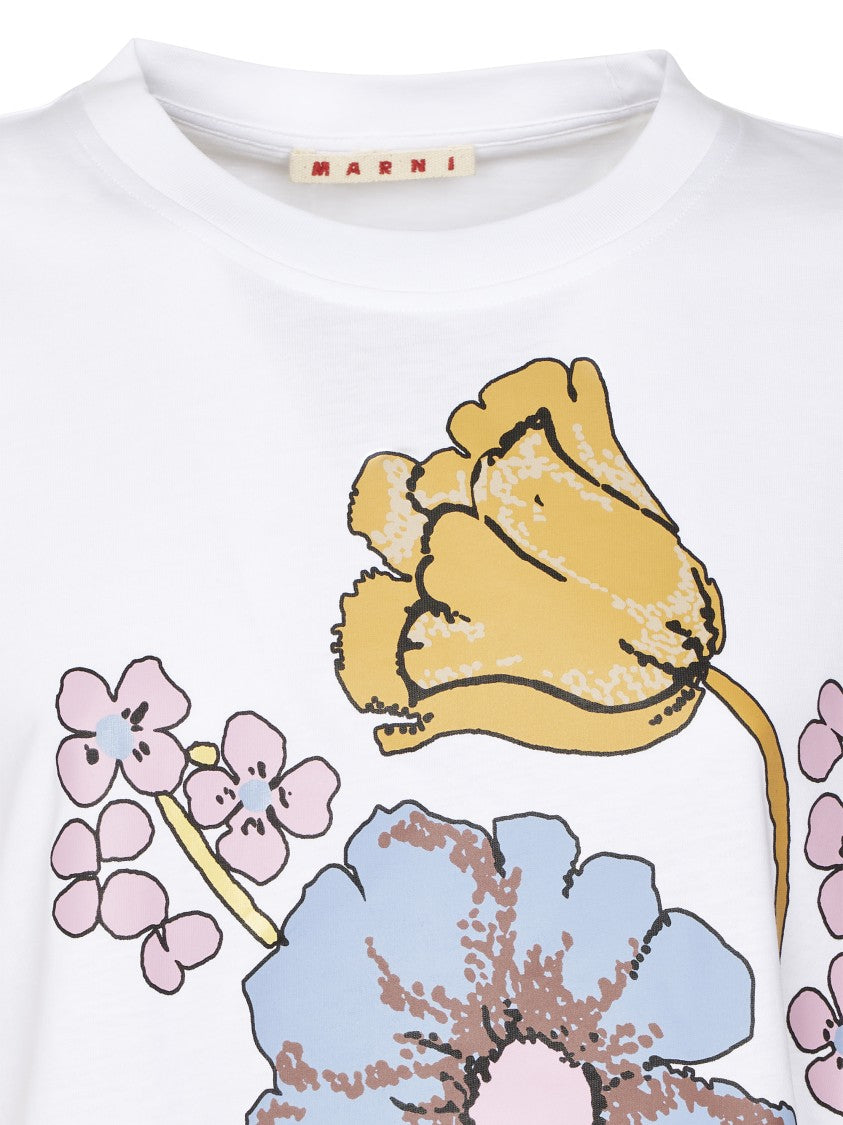 Marni Floral-Print Short-Sleeved T-Shirt With Relaxed Fit