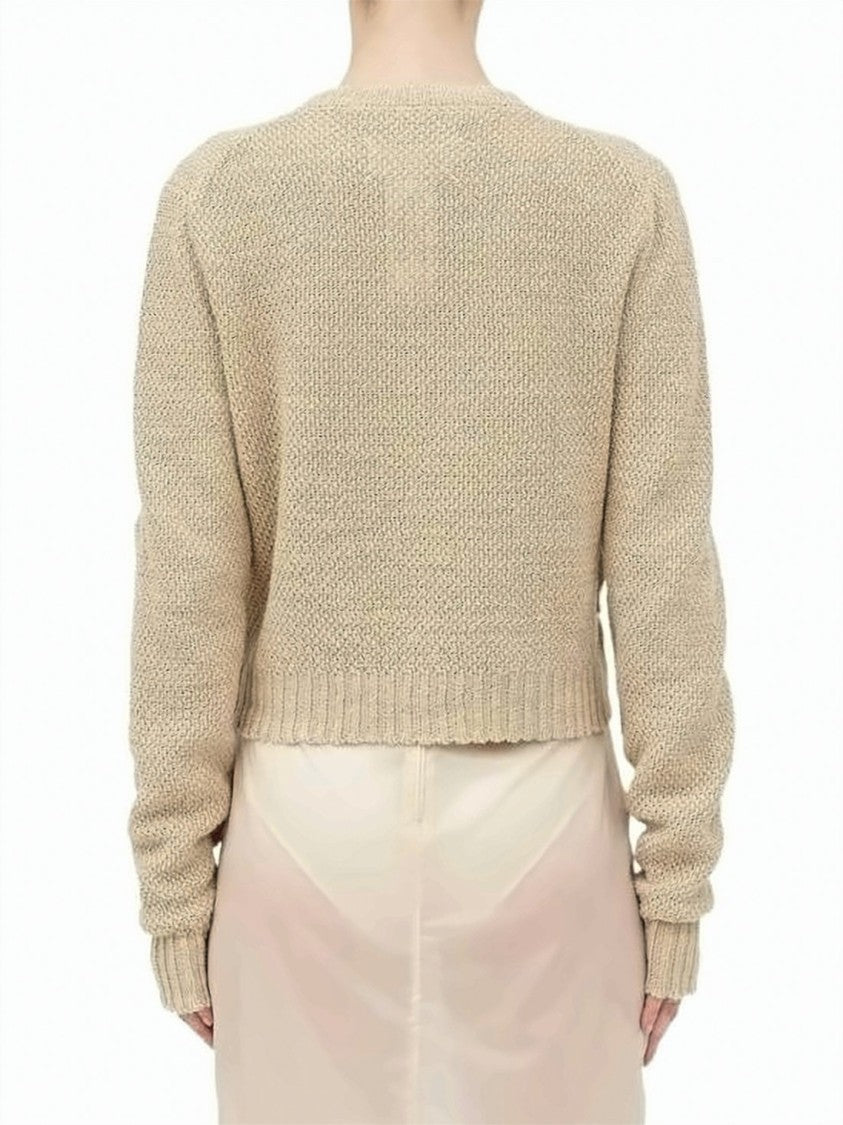Maison Margiela Cropped Textured Knit Cardigan With Button-Down Front
