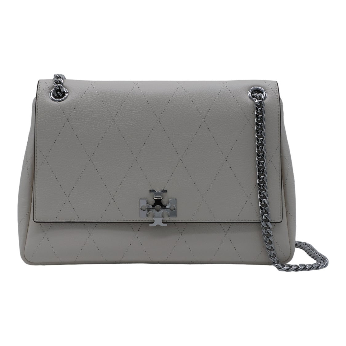 Tory Burch Structured Handbag With Quilted Diamond Pattern And Metallic Emblem