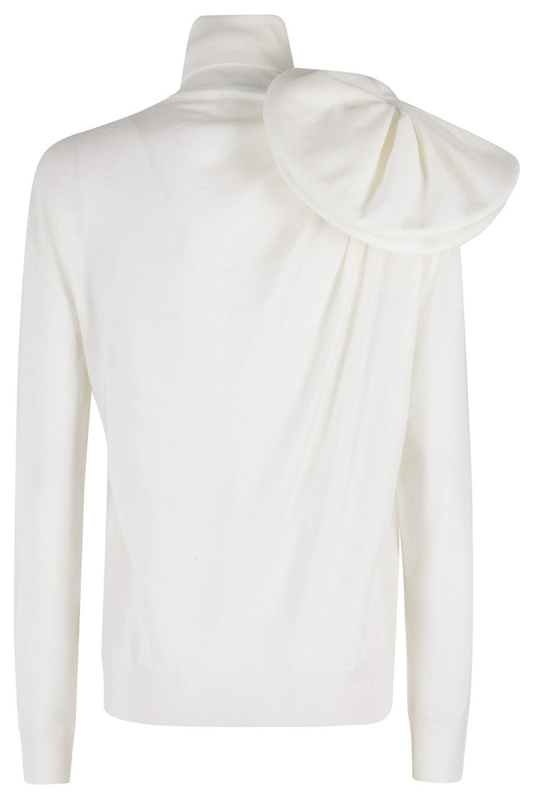 Moschino High Neck White Wool Sweater