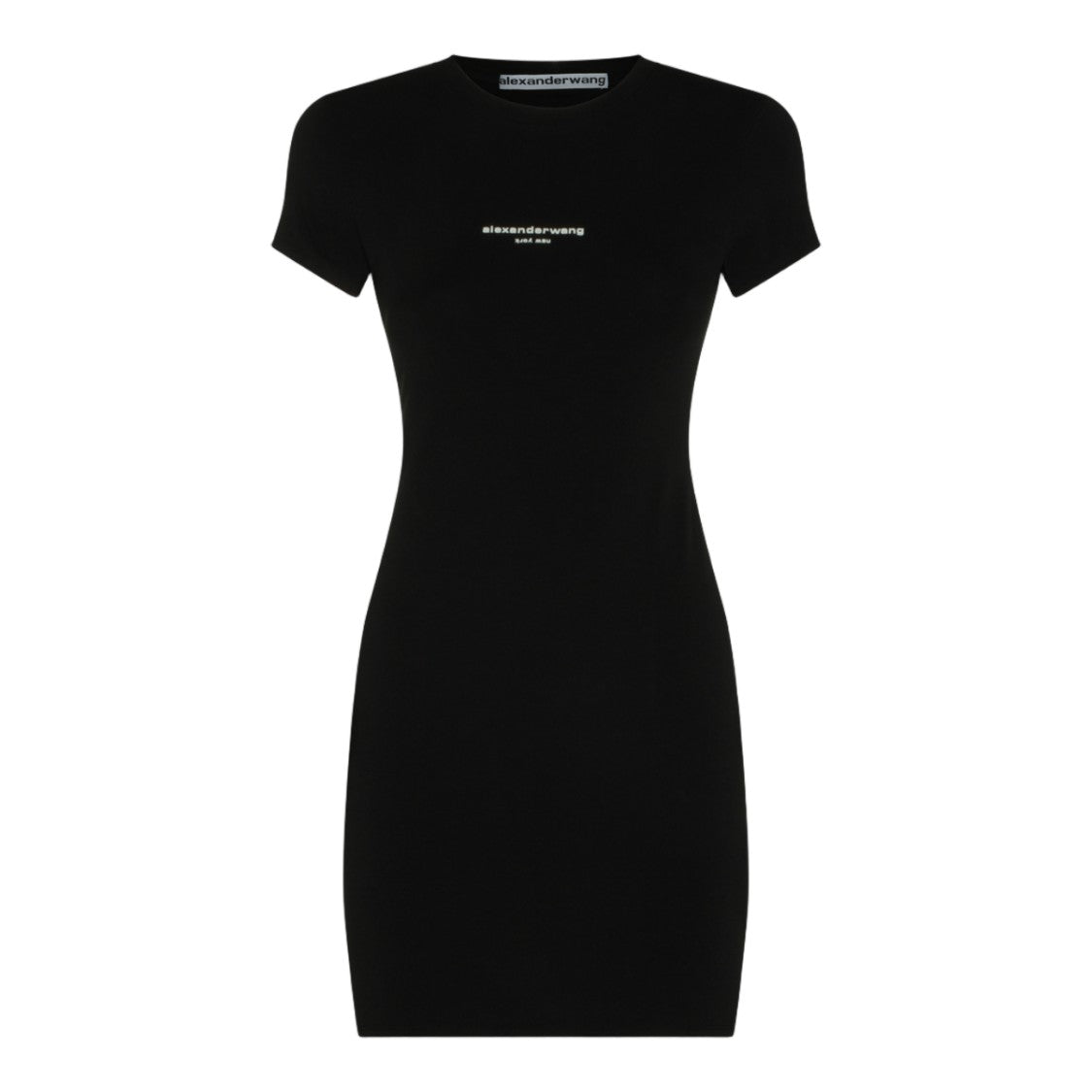 Alexander Wang Fitted Mini Dress With Subtle Logo And Short Sleeves