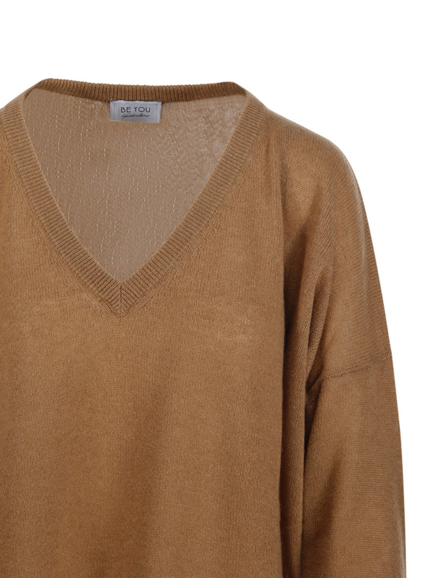 Be You Brown Cashmere V-Neck Sweater