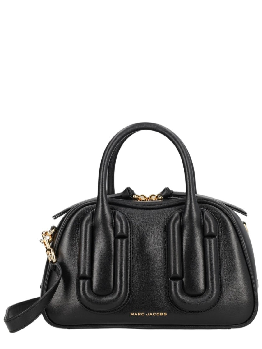 Marc Jacobs Black Gold-Tone Accent Padded Leather Shoulder Bag