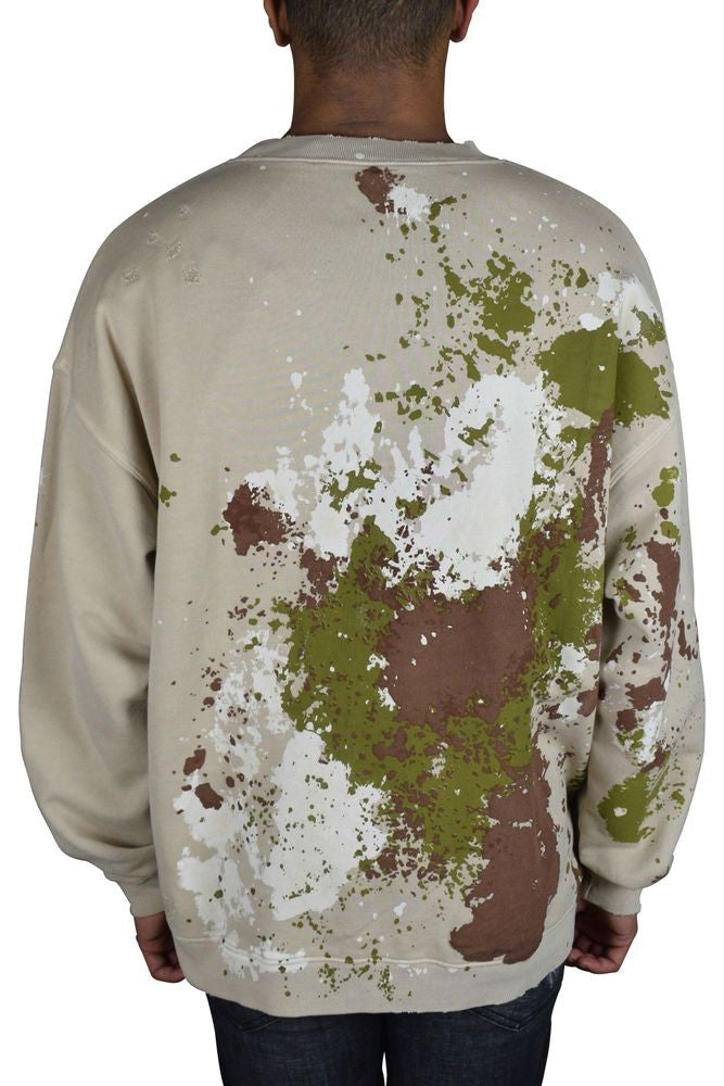 Dsquared2 Artfully Stained Beige Cotton Sweatshirt