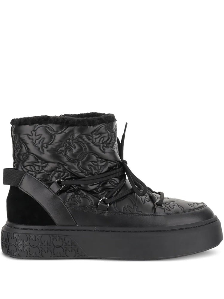 Pinko Black Yoko 19 Mid-Height Monogram Ankle Boots