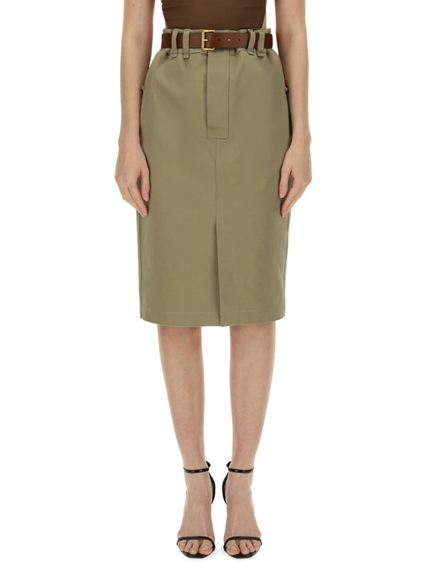 Saint Laurent Knee-Length Tailored Pencil Skirt With Pleat Detail