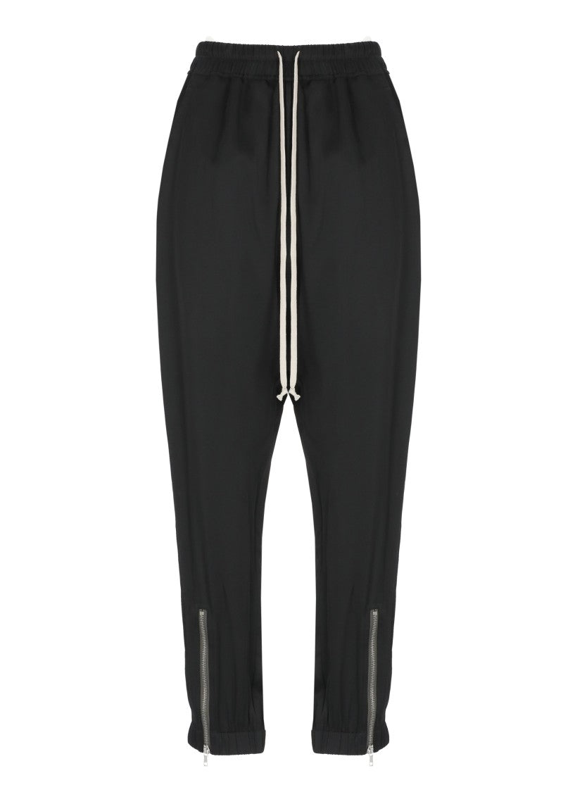 Rick Owens Soft Trousers With Elastic Waistband And Zippered Hems