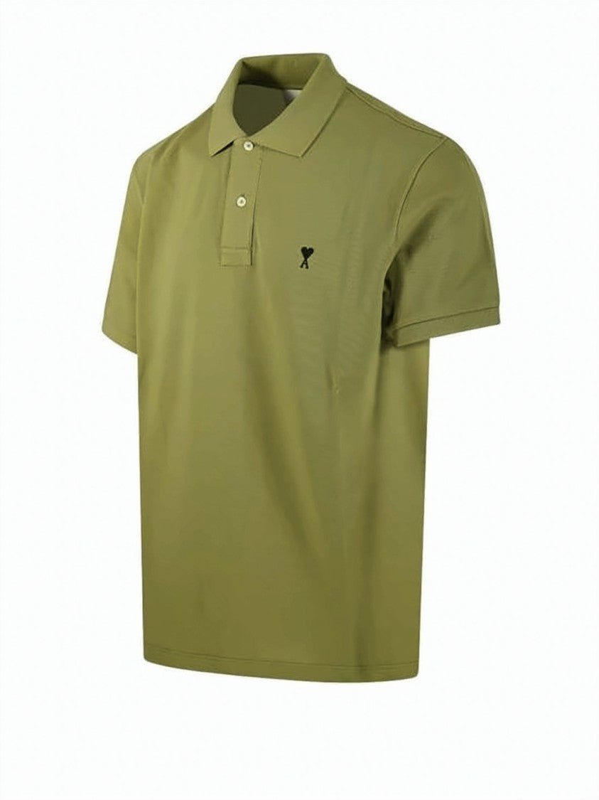Ami Paris Short-Sleeve Polo Shirt With Heart Logo Detail