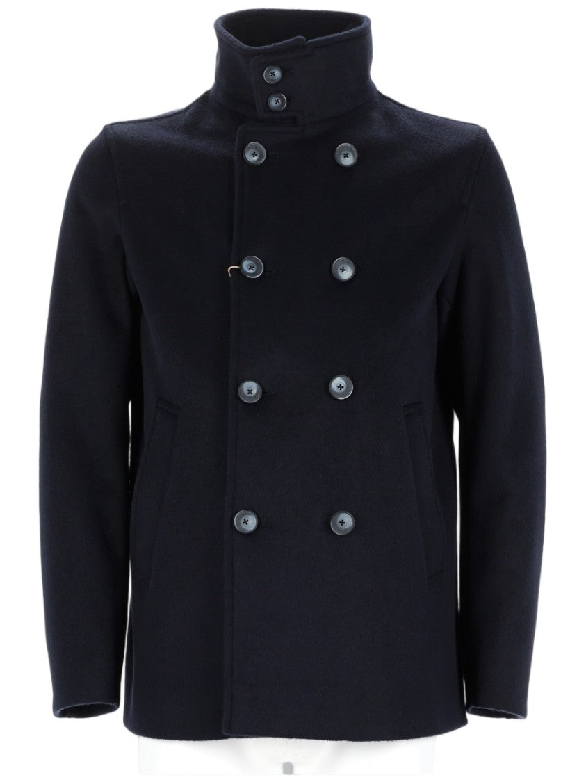 Herno Double-Breasted High Stand Collar Polyester-Blend Coat