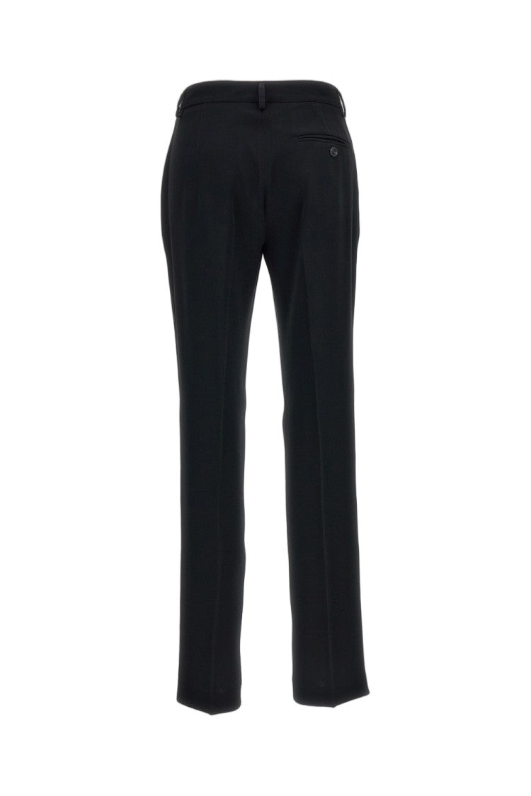 Alberto Biani Black Straight-Leg Fluid Fabric Cropped Pants