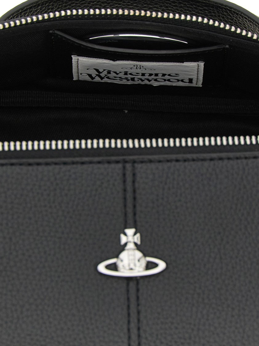 Vivienne Westwood Rectangular Hammered Pu Beauty Case With Orb Bas Relief