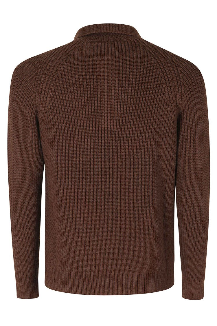 Circolo 1901 Bark Ribbed Wool Polo Sweater