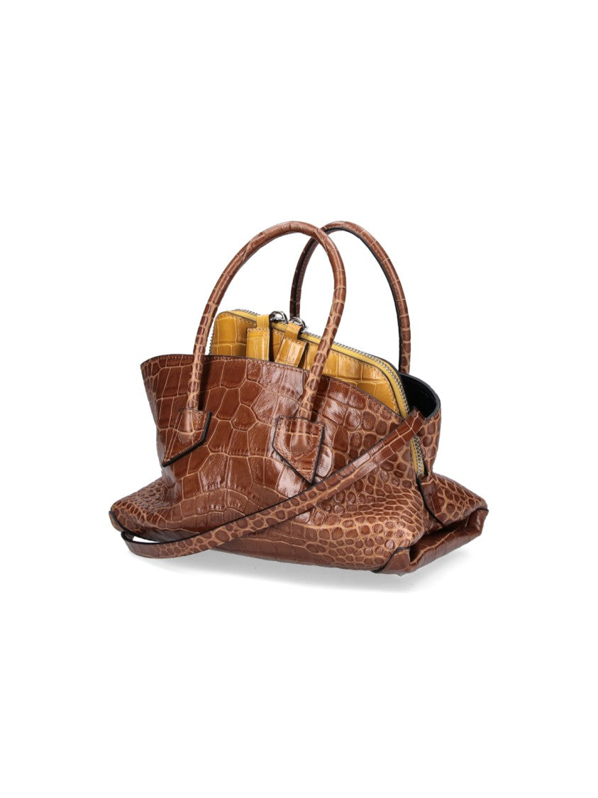 The Attico Structured Handbag With Glossy Crocodile-Embossed Texture