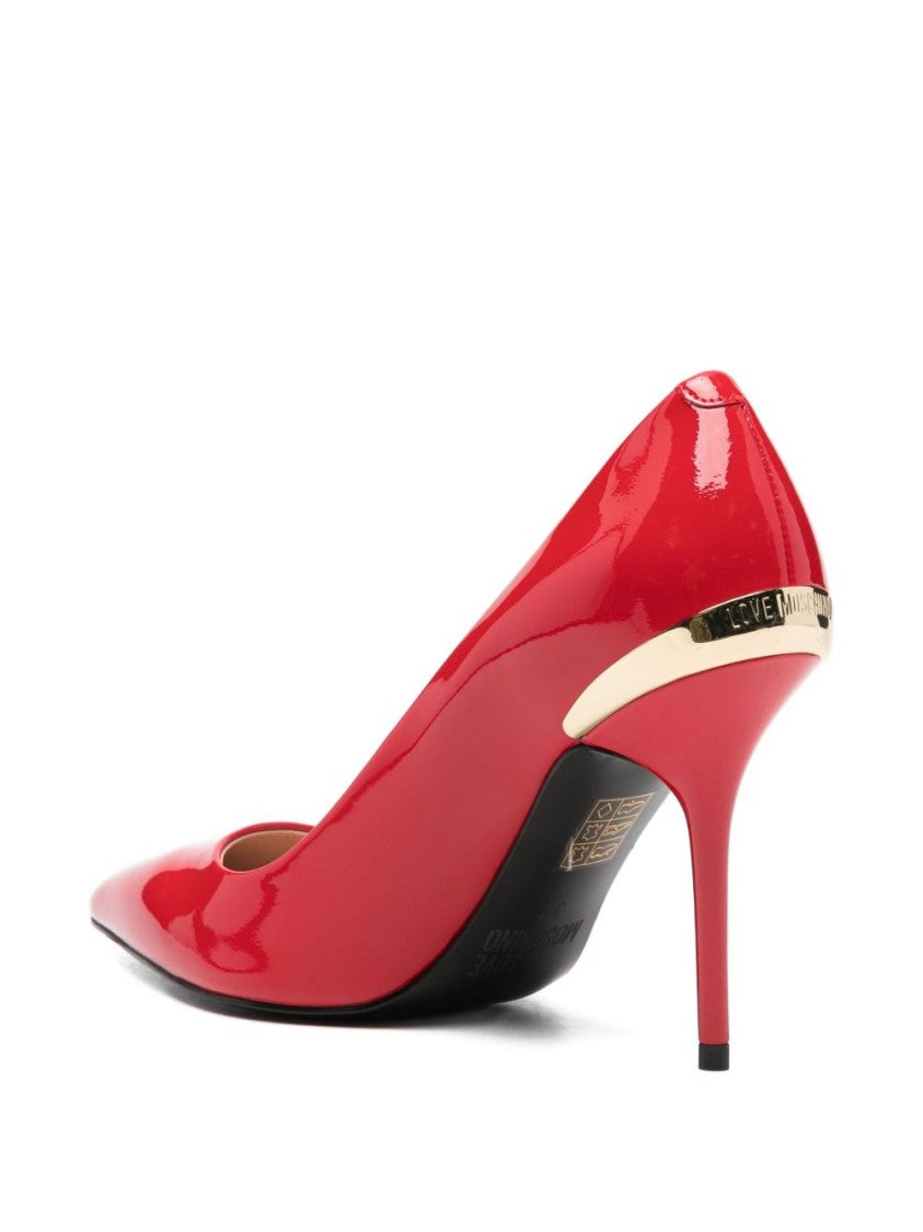 Love Moschino Mid-Heel Red Pumps With Glossy Finish