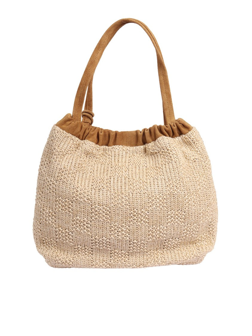 Marc Jacobs Beige Pom Pom Woven Tote Bag