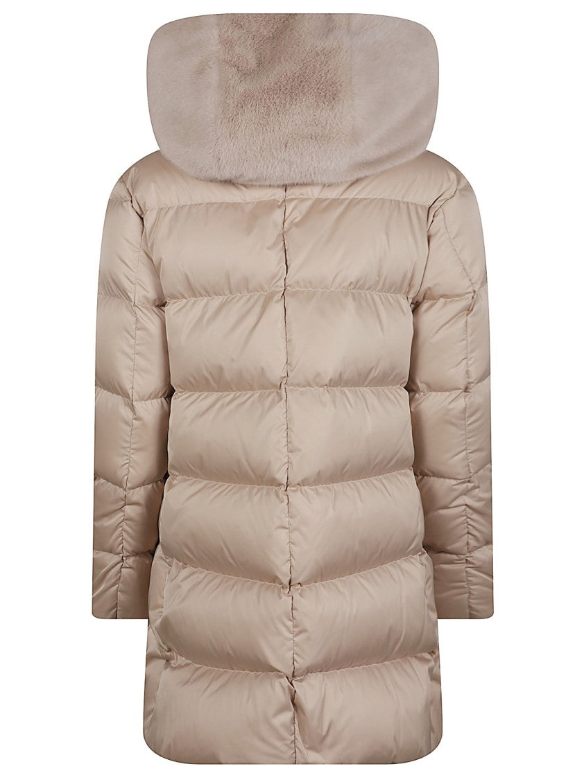 Herno Quilted Down Jacket With Faux Fur Collar And Concealed Closure