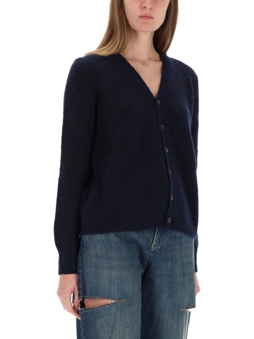 Maison Margiela Textured Knit V-Neck Cardigan