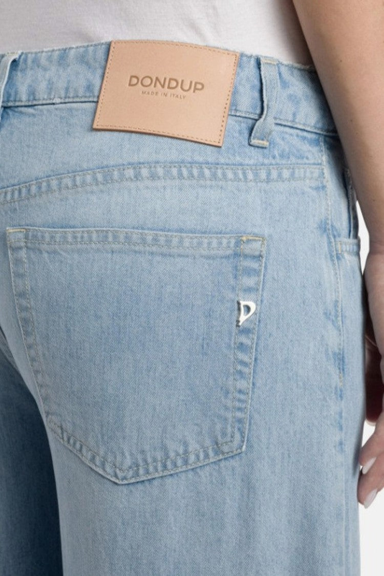 Dondup Blue Wide-Leg Raw Hem Lyocell Jeans