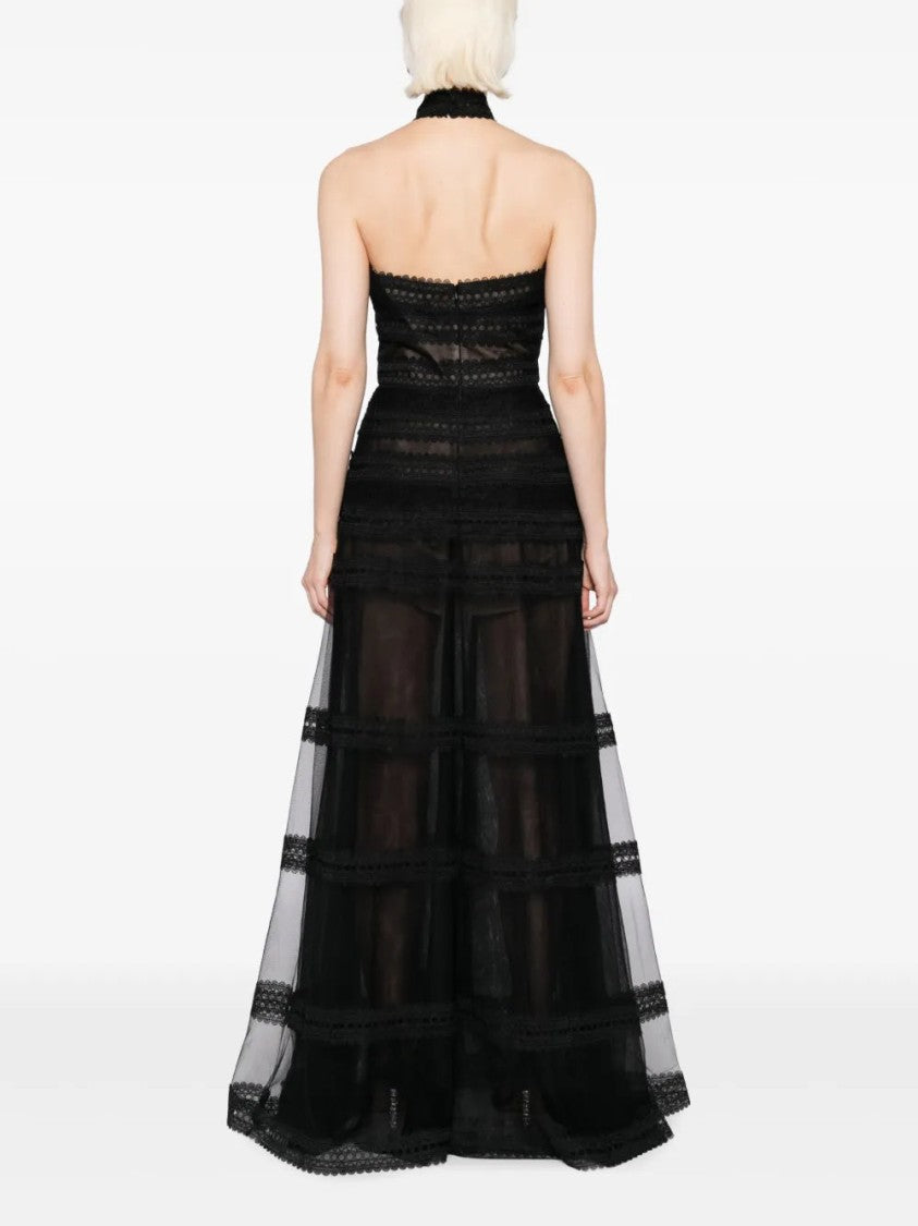 Saiid Kobeisy Lace Striped Long Dress