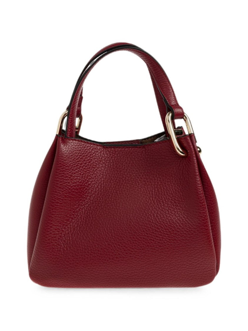 Furla Deep Red Structured Pebbled Leather Handbag
