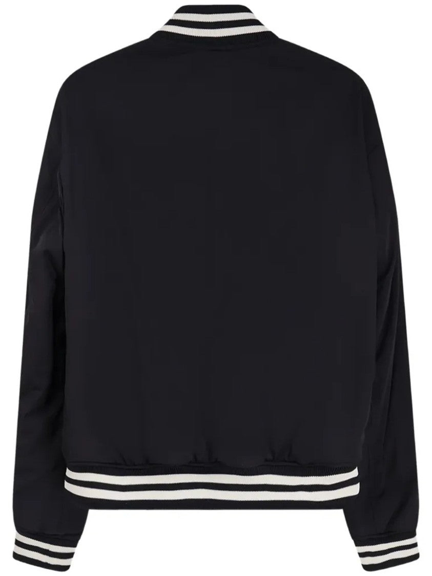 Gucci Black Blouson Ribbed Detail Bomber Jacket