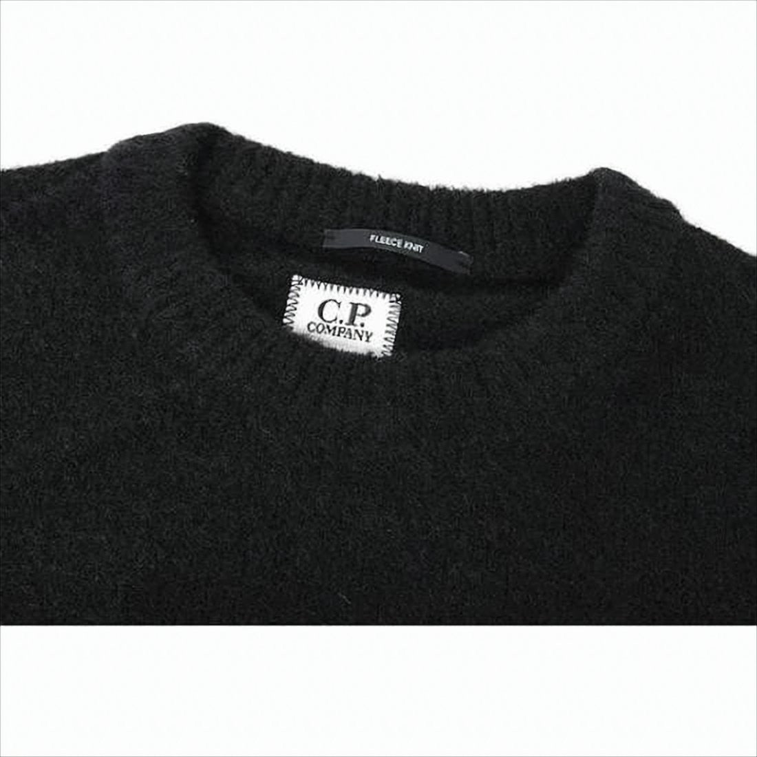 C.P. Company Classic Crew Neck Sweater With Textured Knit And Subtle Patch Detail