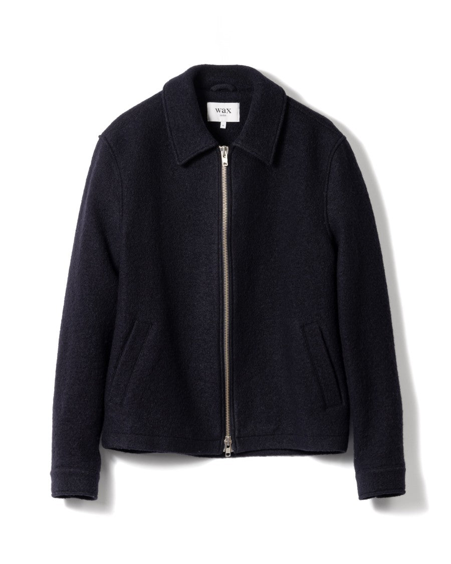 Wax London Midnight Navy Boiled Wool Eldon Jacket