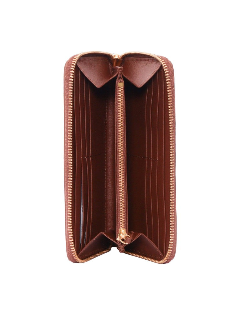 Claudio Orciani Zip Around Stitched Oval Wallet