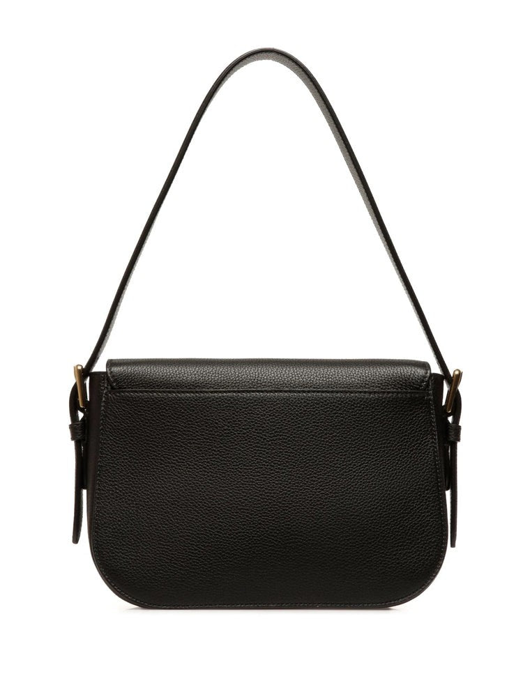 Bally Textured Cow Leather Shoulder Bag With Gold-Tone Lock Closure