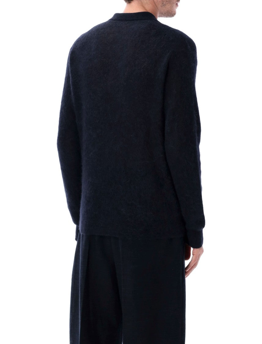 Auralee Baby Suri Alpaca Sheer Knit Skipper Polo